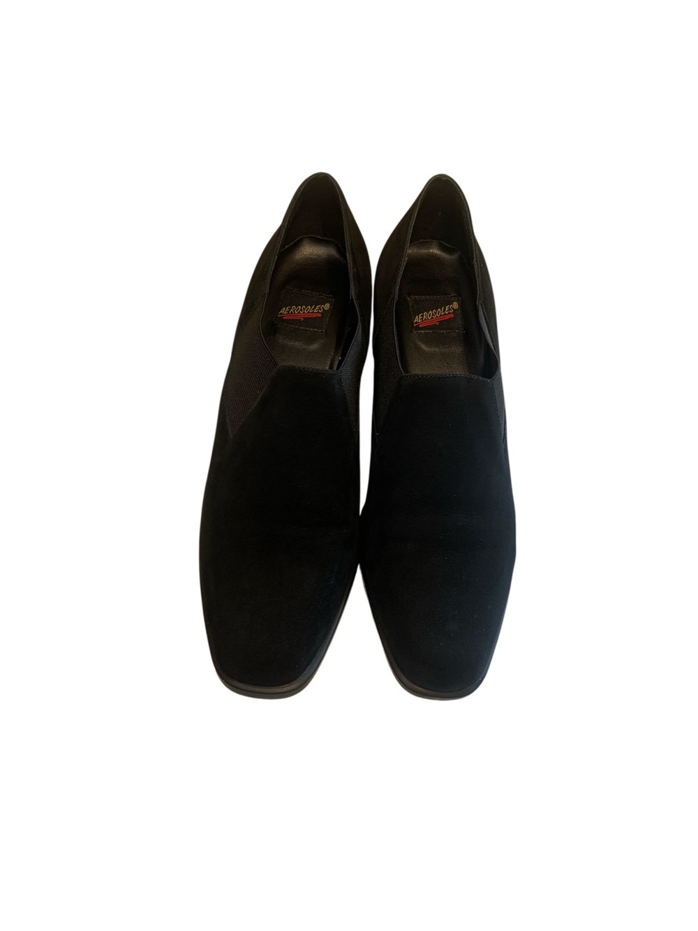AEROSOLES Black Slip-On Suede Loafers heels